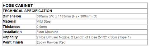 Fire Hydrant Hose Cabinet spec